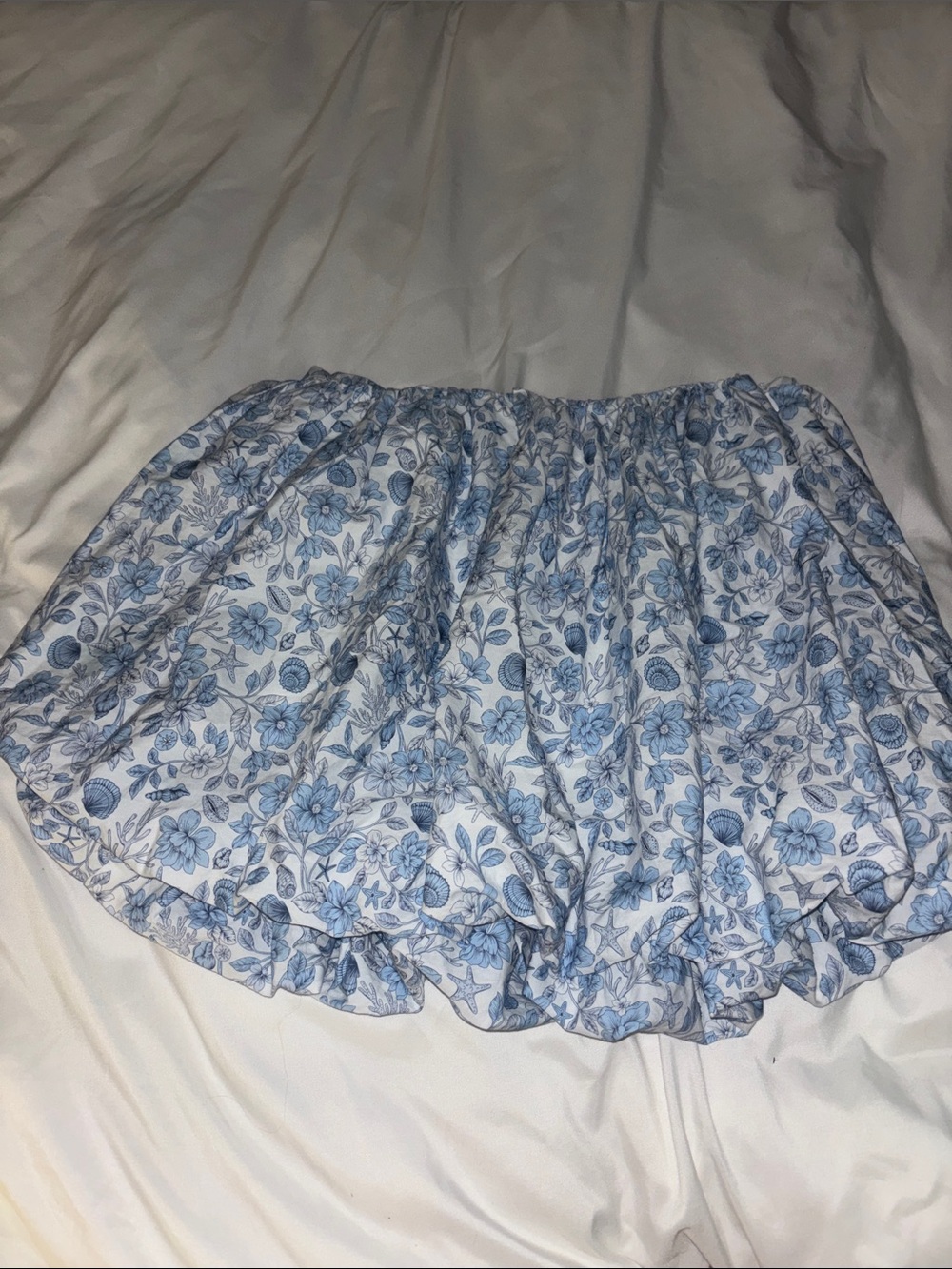 GB girls Blue Floral Elastic Waist Skater Skirt